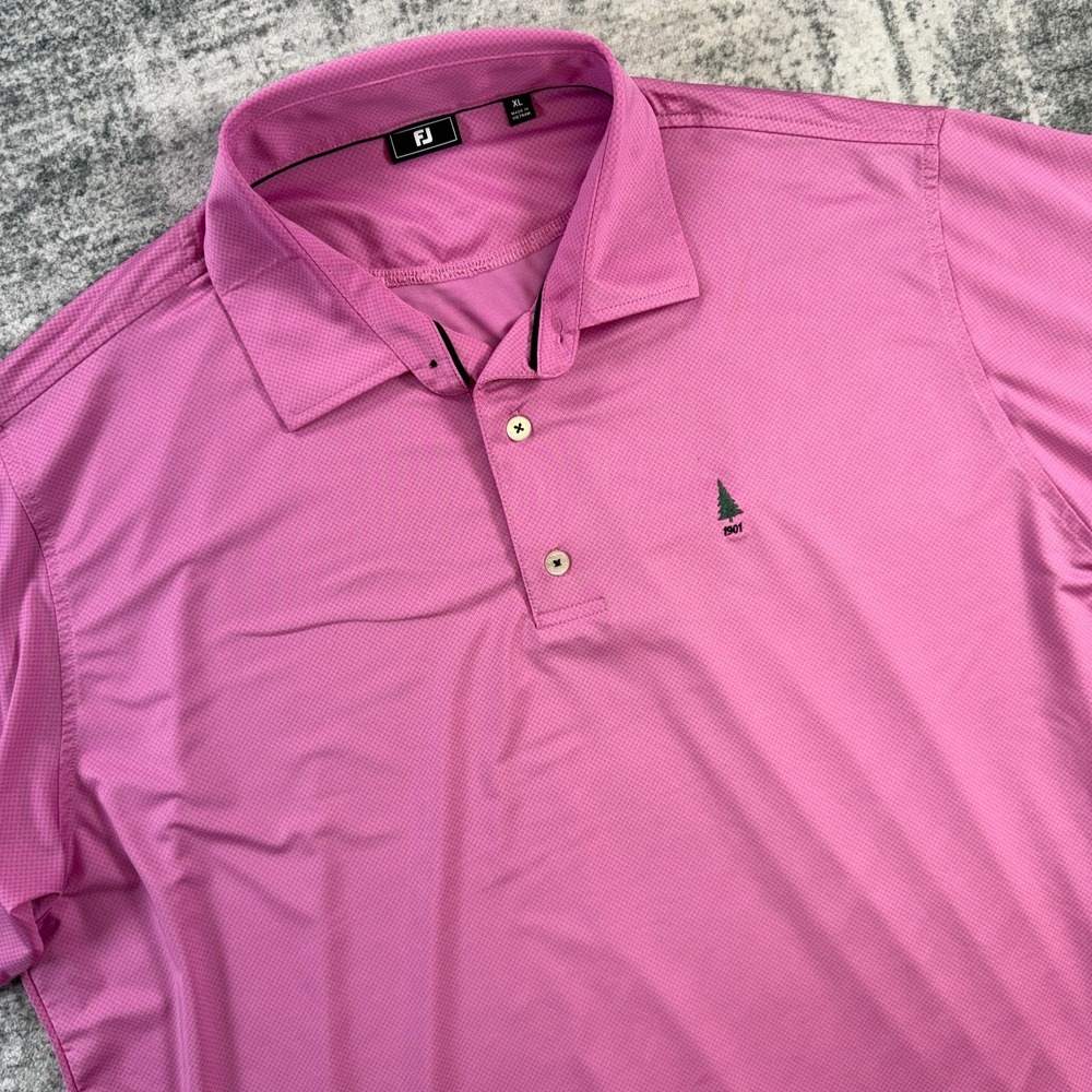FootJoy Polo Shirt Mens XL Pink Fuchsia Golf Performance Micro Geometric Stretch